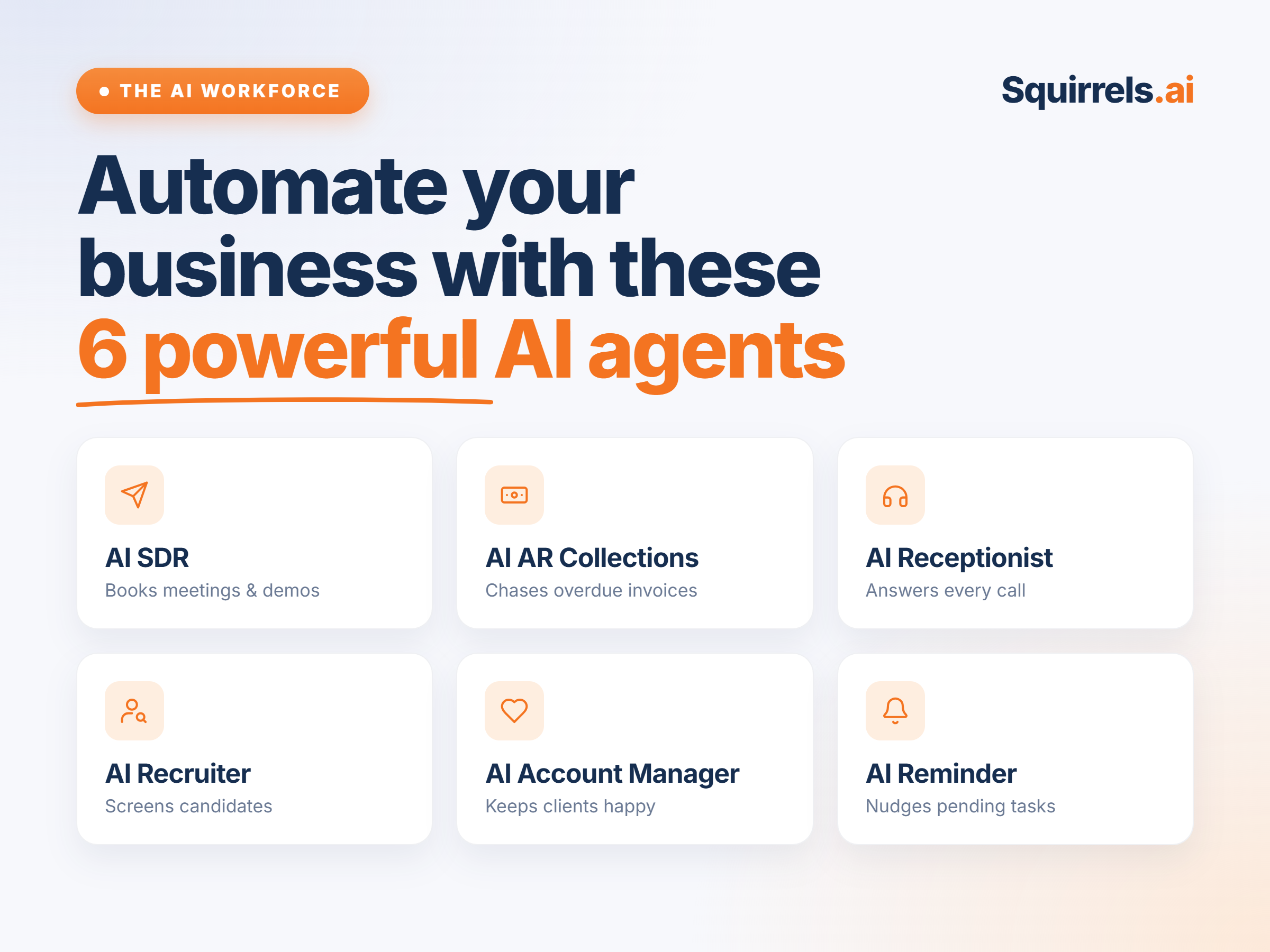 Squirrels.ai 6 AI agents for business automation